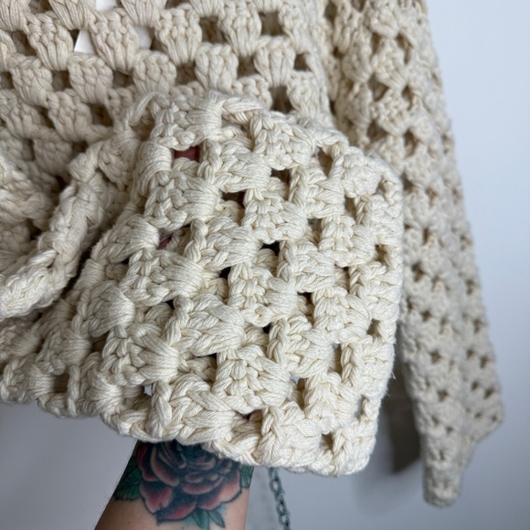 NWT LoveShackFancy crochet crop sweater size L - Picture 5 of 8